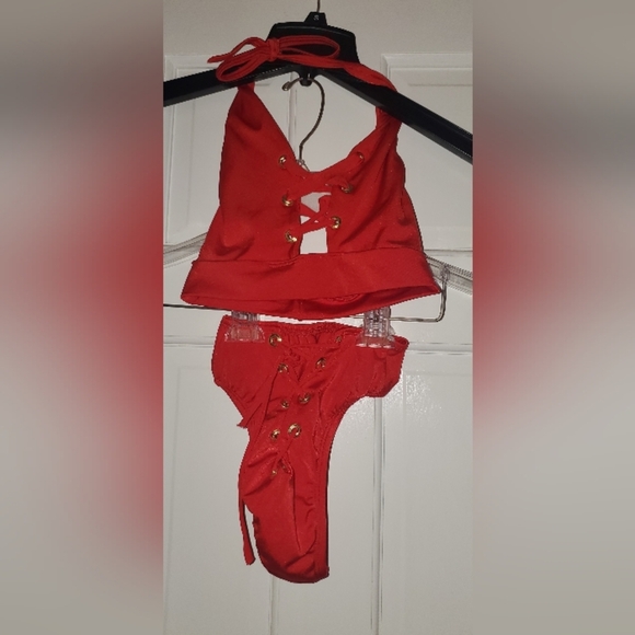 Two pieces lace up S Bartender Outfit dancer and swimsuit High Waisted - Picture 10 of 13